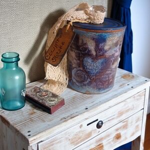 Rustic Heart-Patterned Decorative Canister